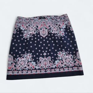Talbots Navy Blue Patterned Skirt Size 16 W